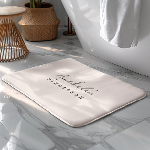 Tapis De Bain Rose clair monogramme Minimaliste moderne Femini