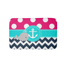 Tapis de bain rose de baleine de marine