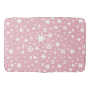 Tapis De Bain Rose en pastel de Noël de motif élégant de floc