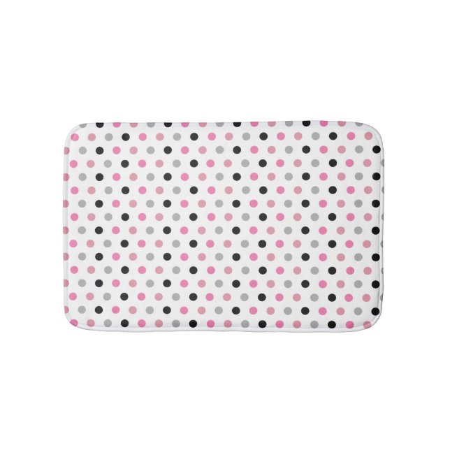 Tapis De Bain Rose et blanc Joli Pois (Devant)