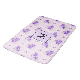 Tapis De Bain Rose floral moderne violet