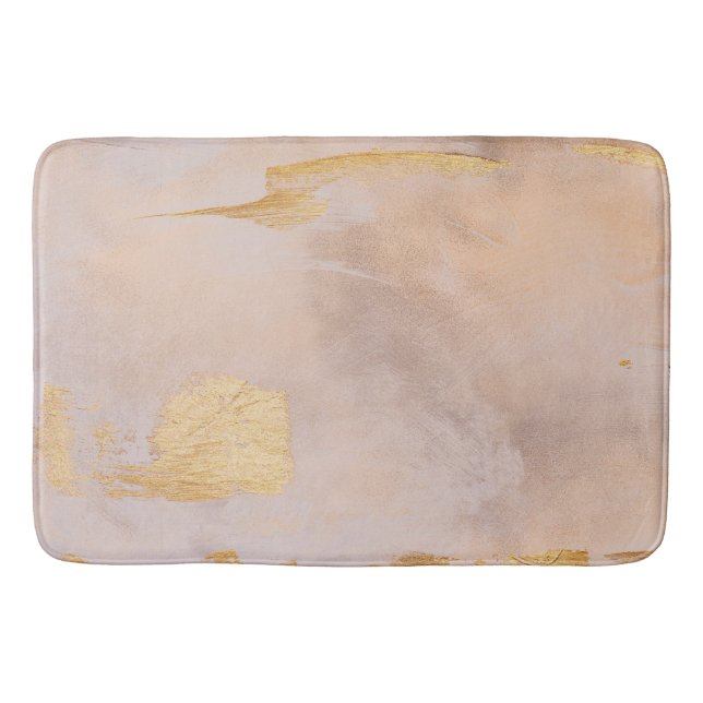 Tapis De Bain Rose Gold Blush and Gold Texture (Devant)