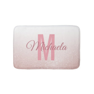 Tapis De Bain Rose Gold Parties scintillant Monogramme Moderne E