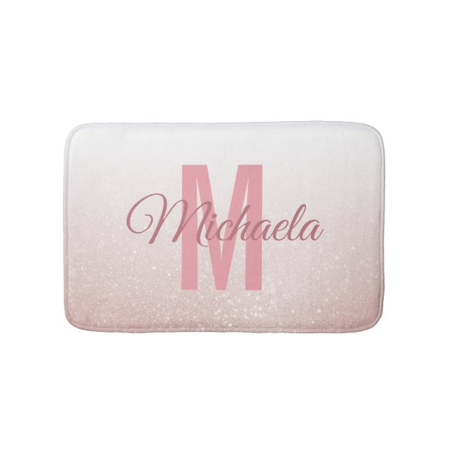 Tapis De Bain Rose Gold Parties scintillant Monogramme Moderne É (Devant)