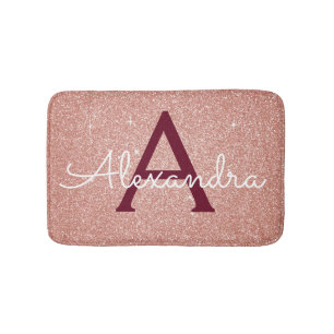 Tapis De Bain Rose Gold Sparkle Parties scintillant Monogramme N