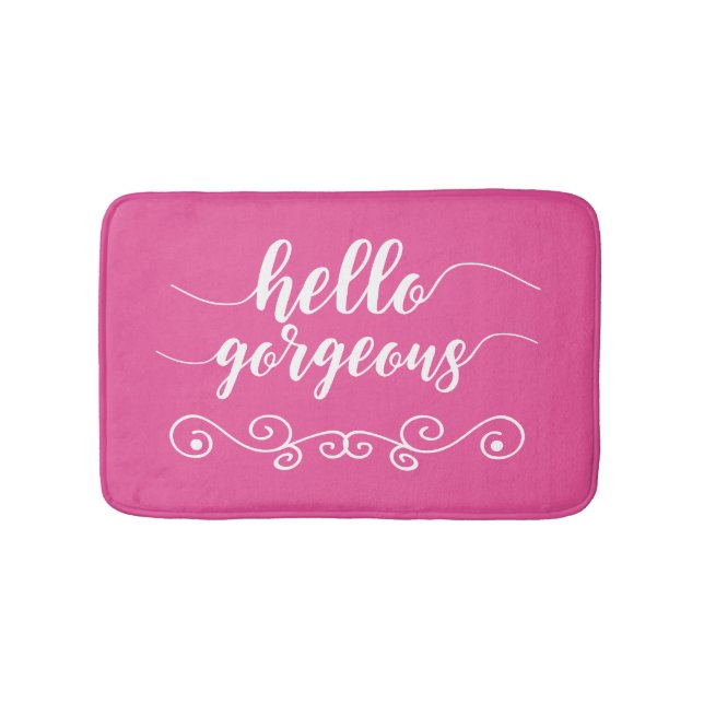Tapis De Bain Rose mignon Bonjour magnifique (Devant)