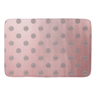 Tapis De Bain Rose or rose brillant glam Pois moderne chic