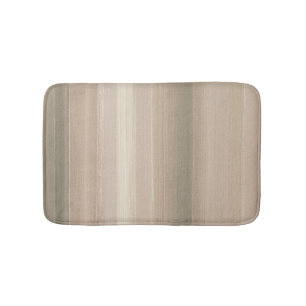 Tapis De Bain Rose Pâle et Gris Mauve Abstrait Rayé Rustique