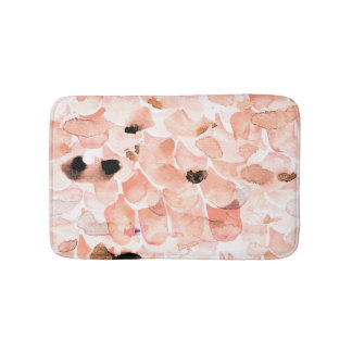Tapis De Bain Rose, pivoine, feuille, motif aquarelle.