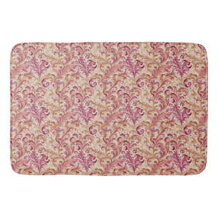 Tapis De Bain Rose Poussiéreux et Feuille Taupe en Rouleau
