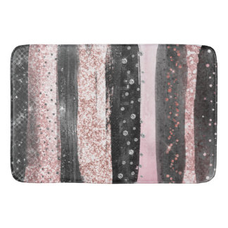 Tapis De Bain Rose rose noir Parties scintillant or moderne