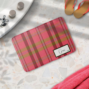 Tapis de bain rose rouge à carreaux moderne