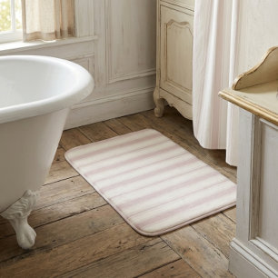 Tapis De Bain Rose Vintage et Rayures Crème Campagne Française 