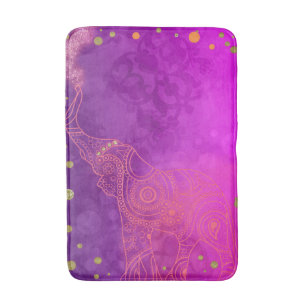 Tapis De Bain Rose Violet Or Éléphant Exotique Lumineux Bonne Ch