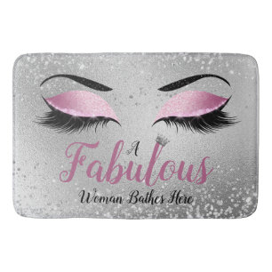 Tapis De Bain Rosée Noire Fabrique Femme Parties scintillant yeu