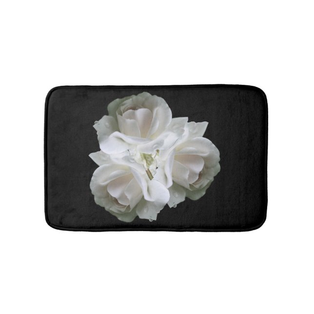 Tapis De Bain Roses Blanches Avec Bouquet Raindrops (Devant)