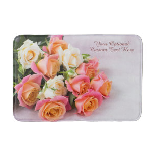 Tapis De Bain Roses de texte personnalisés