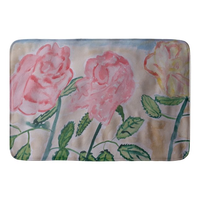 Tapis De Bain Roses d'été Abstraits (Devant)