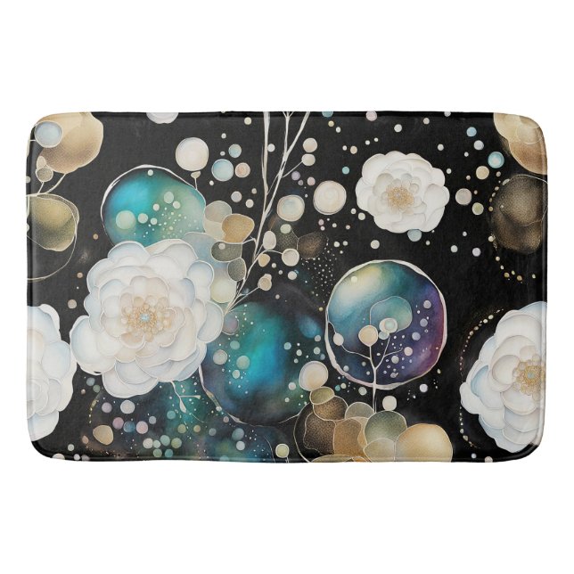 Tapis De Bain Roses Et Bulles Abstraits (Devant)