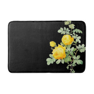 Tapis De Bain Roses jaunes vintages sur le chaume noir