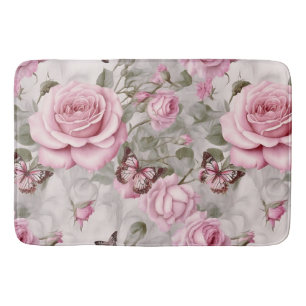 Tapis De Bain Roses roses et papillons d'eau
