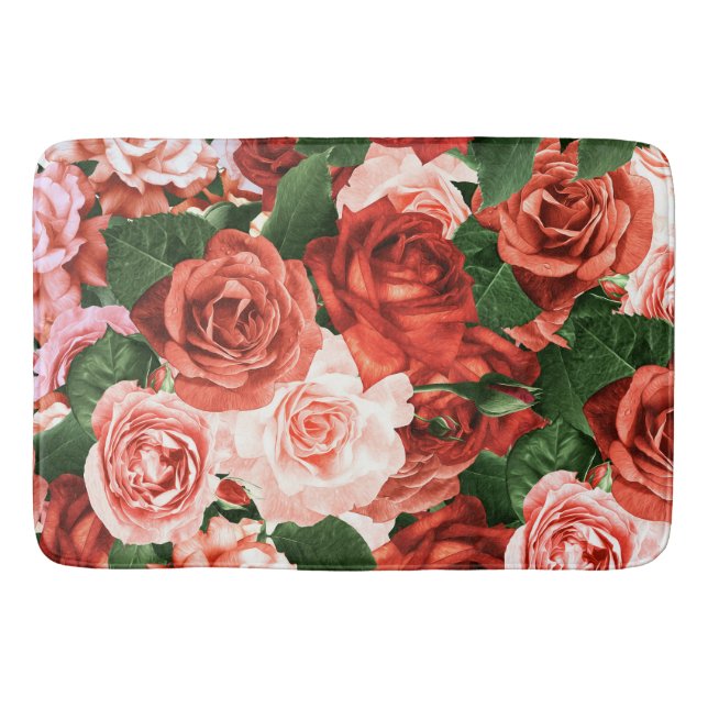 Tapis De Bain Roses roses roses rouges roses Réglages aléatoires (Devant)