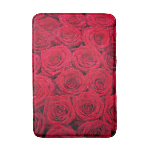Tapis De Bain Roses rouges avec rosée
