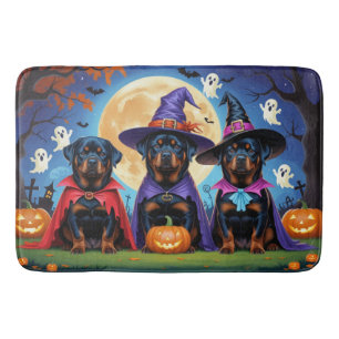 Tapis De Bain Rottweiler Chiens Citrouille Halloween Funny