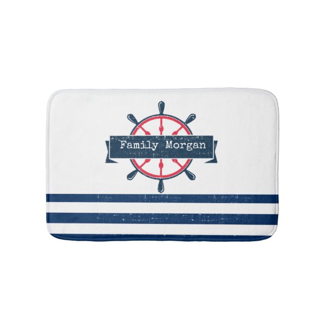 Tapis De Bain Roue nautique, Bleu Bleu de la Marine (Devant)
