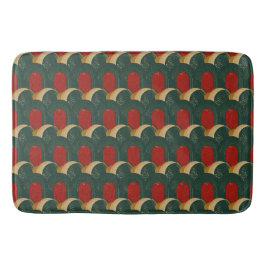 Tapis De Bain Rouge Abstrait, vert et or