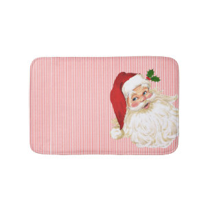 Tapis De Bain Rouge Blanc Stripe Santa Claus Bath Mat