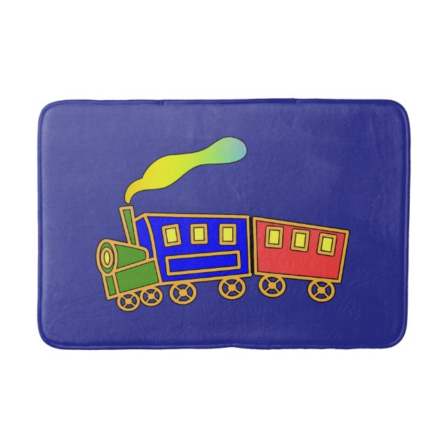 Tapis De Bain Rouge Bleu Enfants Choo Choo Train Deep Bleu (Devant)