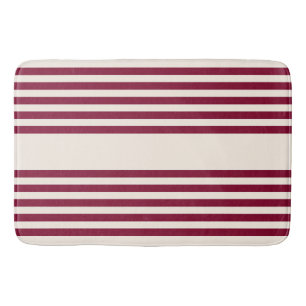 Tapis De Bain Rouge bordeaux et beige cinq rayures motif
