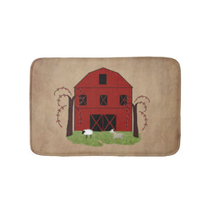 Tapis de bain rouge de grange