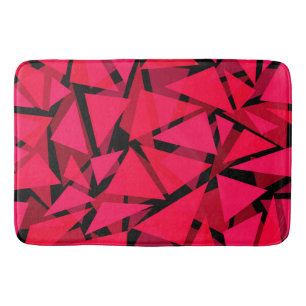Tapis De Bain rouge écarlate motif, géométrique, abstrait th