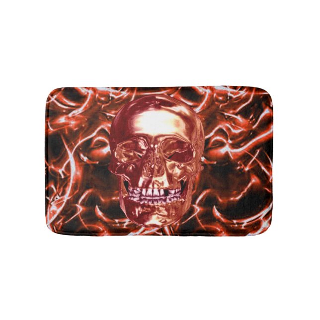Tapis De Bain Rouge Électrique Chromome Crâne de bain Mat (Devant)