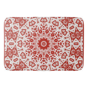 Tapis De Bain rouge et blanc, bandana ethnique