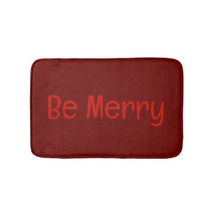 Tapis de bain rouge foncé "Soyez joyeux" avec text