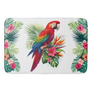 Tapis De Bain Rouge macaw tropical floral