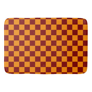 Tapis De Bain Rouge + Orange À damiers Motif de tableau de bord