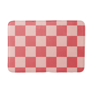 Tapis De Bain Rouge rose À damiers En vichy Motif