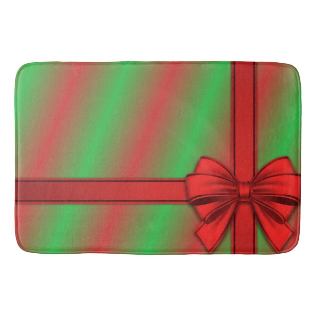 Tapis De Bain Rouge Vert Enveloppé Cadeau de vacances Mat de bai (Devant)