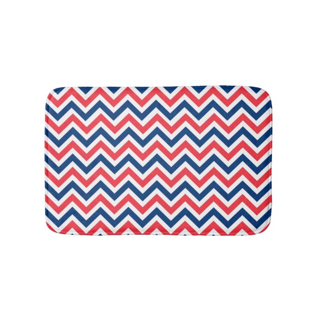 Tapis De Bain Rouges Lignes Blanches Zig Zag Géométrique Basebal (Devant)