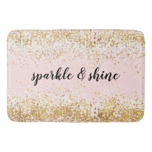Tapis De Bain Rougissent l'étincelle rose de confettis d'or
