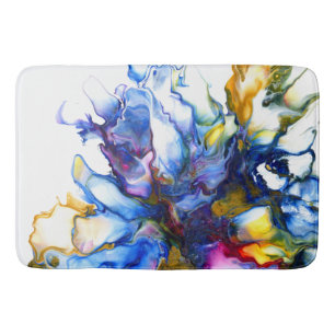 Tapis De Bain Royal Blue & Pink Abstrait Fluid Art
