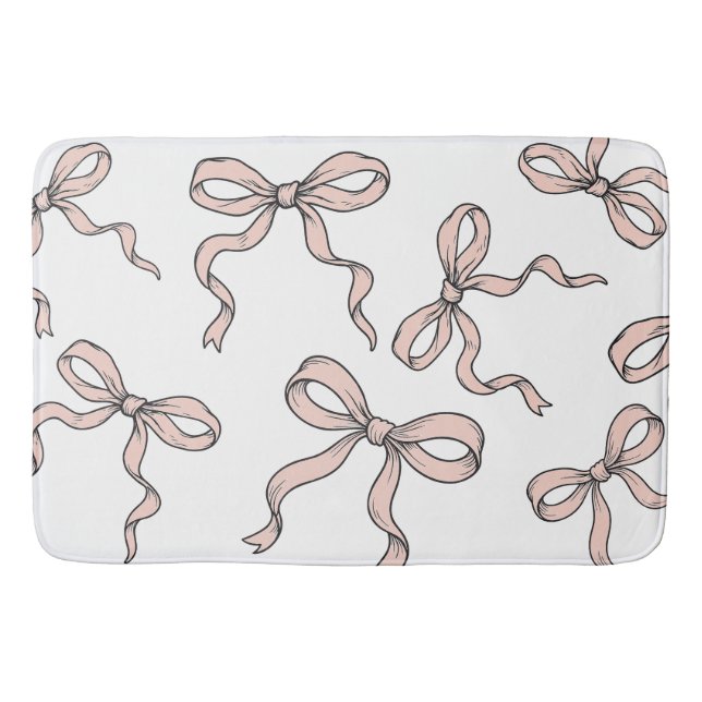 Tapis De Bain Ruban rose mignon et tendance en noir (Devant)