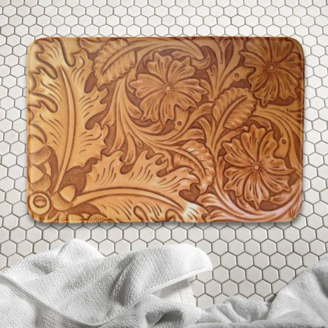 Tapis De Bain Rustic brown cowboy fashion western leather (Rustic brown cowboy fashion western leather bath mat)