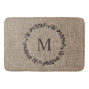 Tapis De Bain Rustic Laurel Wreath Farmhouse Style Monogramme S