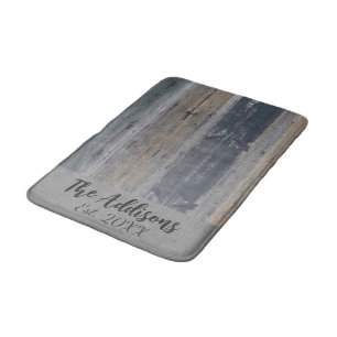Tapis De Bain Rustic Wood Nom de famille Customisé