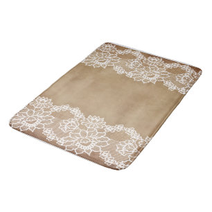 Tapis De Bain Rustique campagne vintage beige toile de jute et d